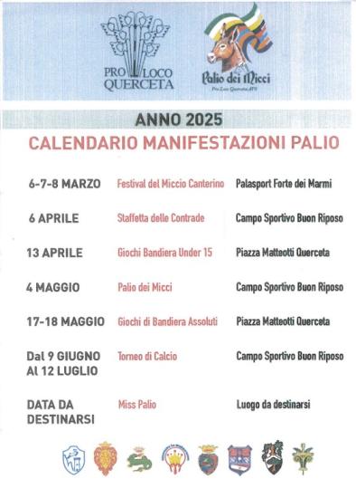 Calendario Manifestazioni anno 2025